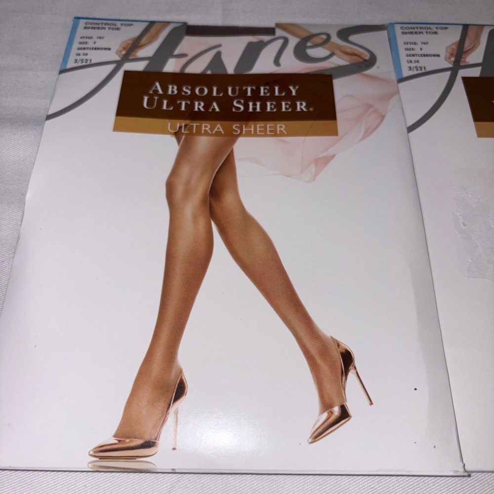 Hanes Absolutely Ultra Sheer Control Top Pantyhose Sheer Toe Gentle‎ Brown  L/XL